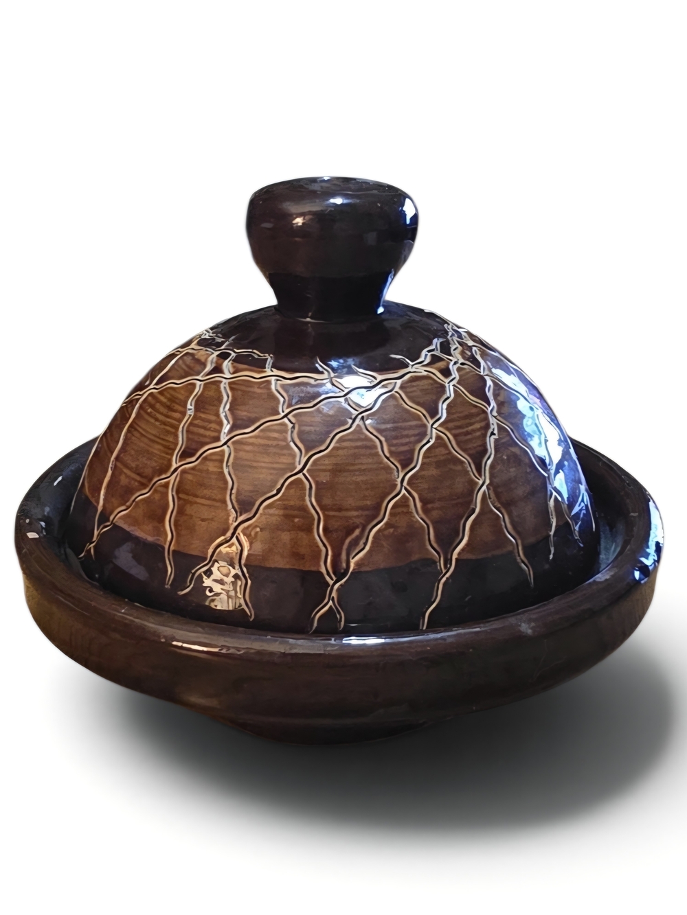 Moroccan Hand Crafted Ceramic Pottery Covered Dish